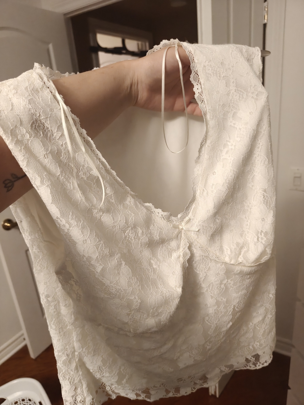 No Boundaries Ivory Lace Overlay Women's Blouse